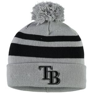 New Era MLB Tampa Bay Rays New Era Gray/Black Rebound Cuffed Knit Hat with Pom
